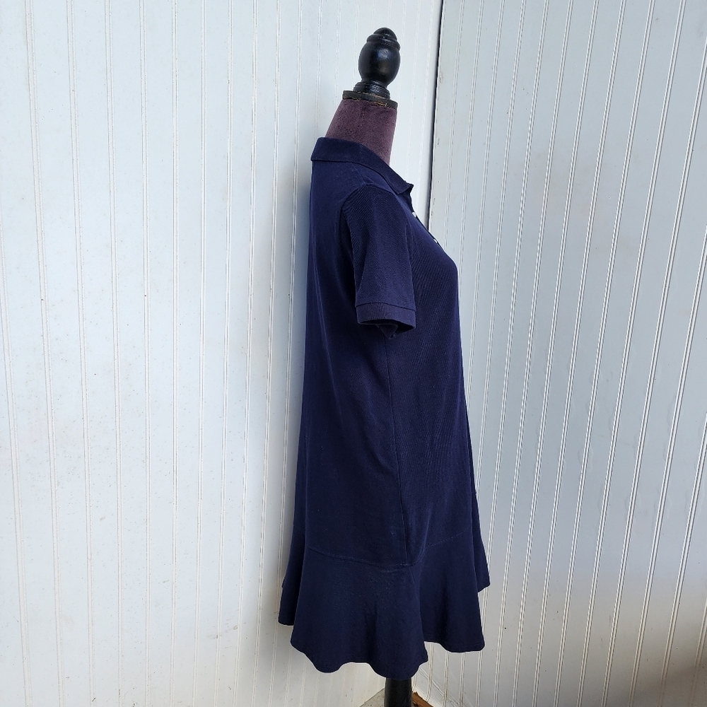 Cynthia Rowley Polo Shirt Dress Navy Blue Pockets Preppy Golf Tennis Cotton Sz M - Picture 4 of 9